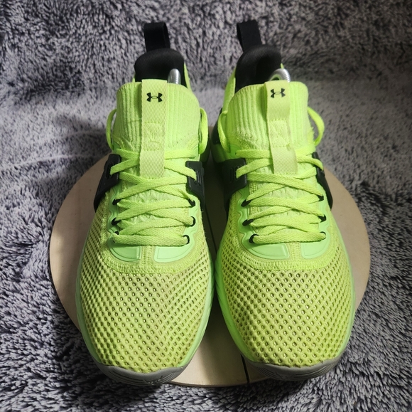 Under Armour Project Rock 4 HOVR Bull Neon Volt Green Black Mens Size 9.5 - Picture 3 of 9